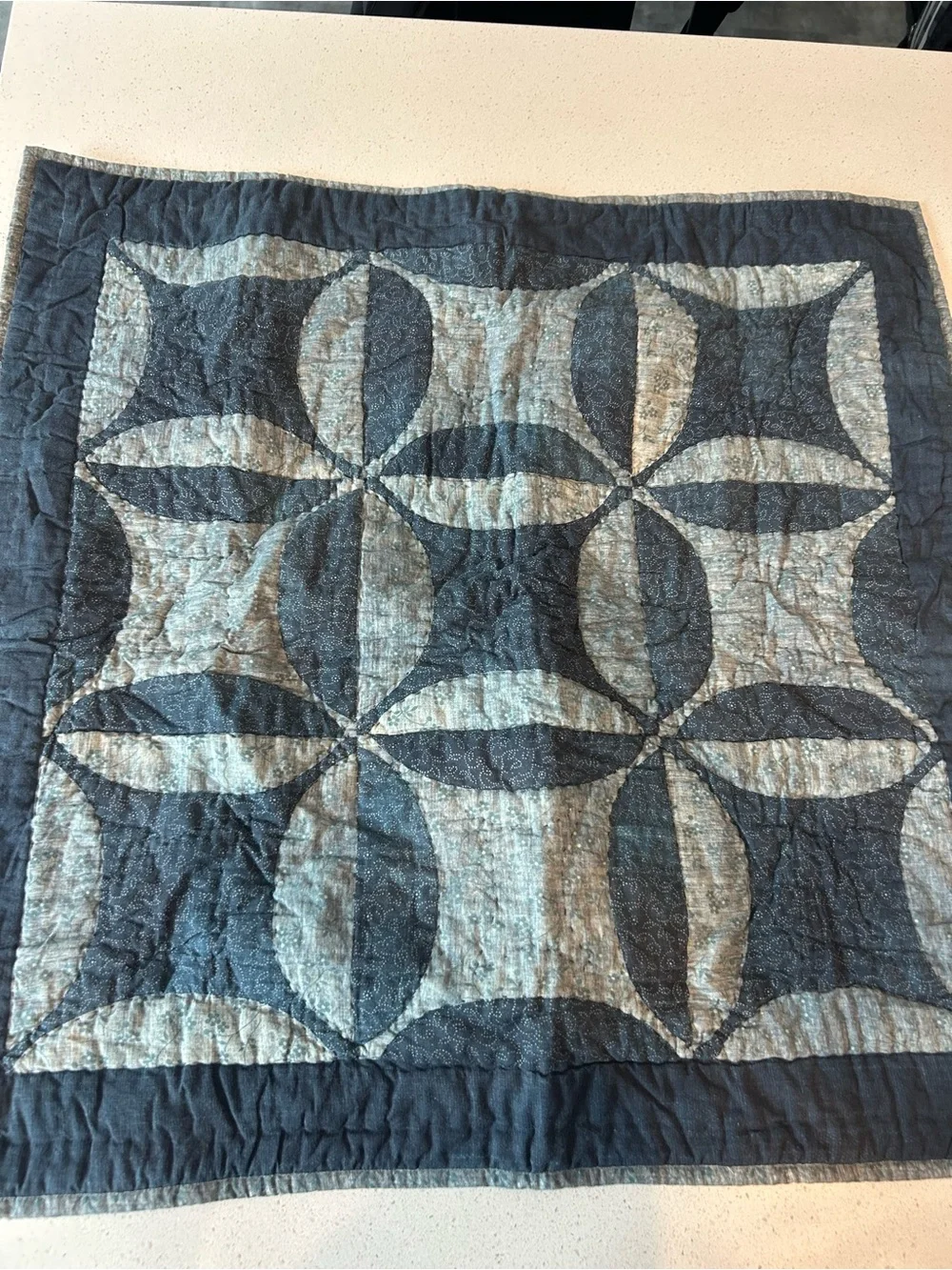 1 Pottery Barn Harper Patchwork EURO Pillow Sham Blue NWOT